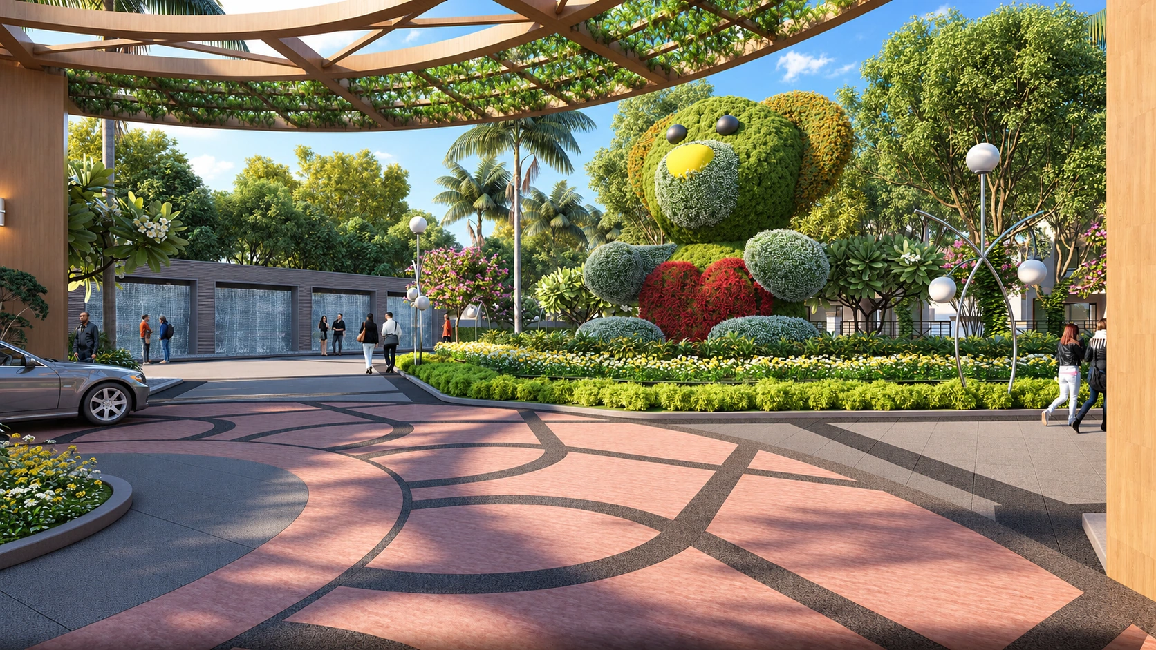 Irish Town entry plaza &mdash; architectural visualization