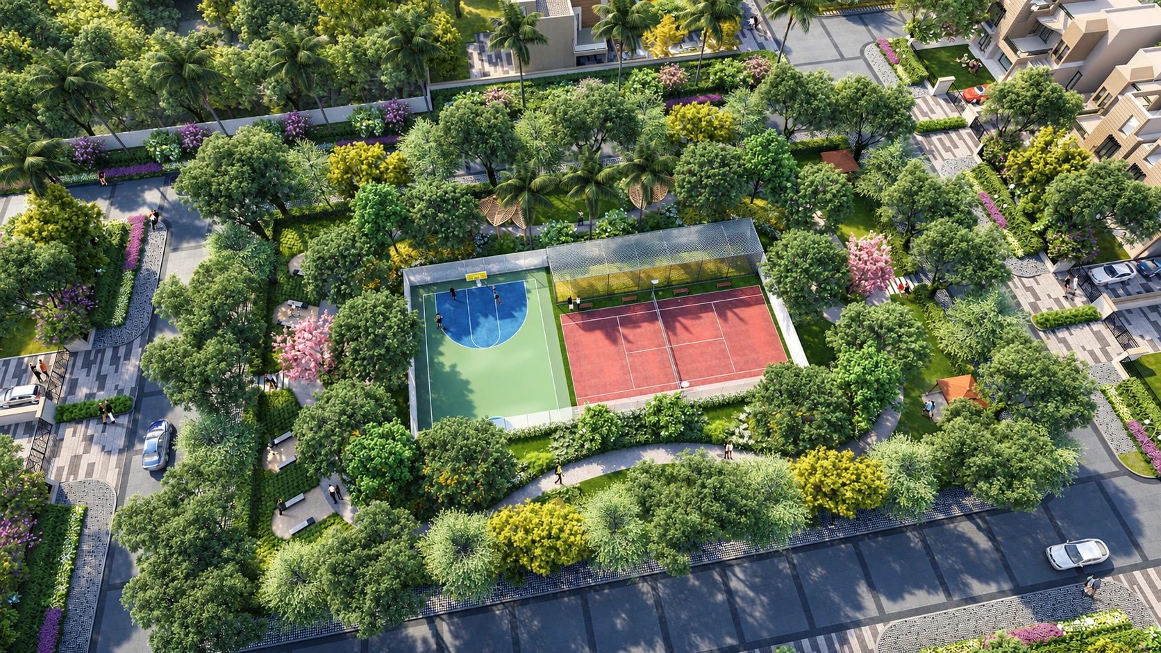 Irish Town sports courts &mdash; architectural visualization