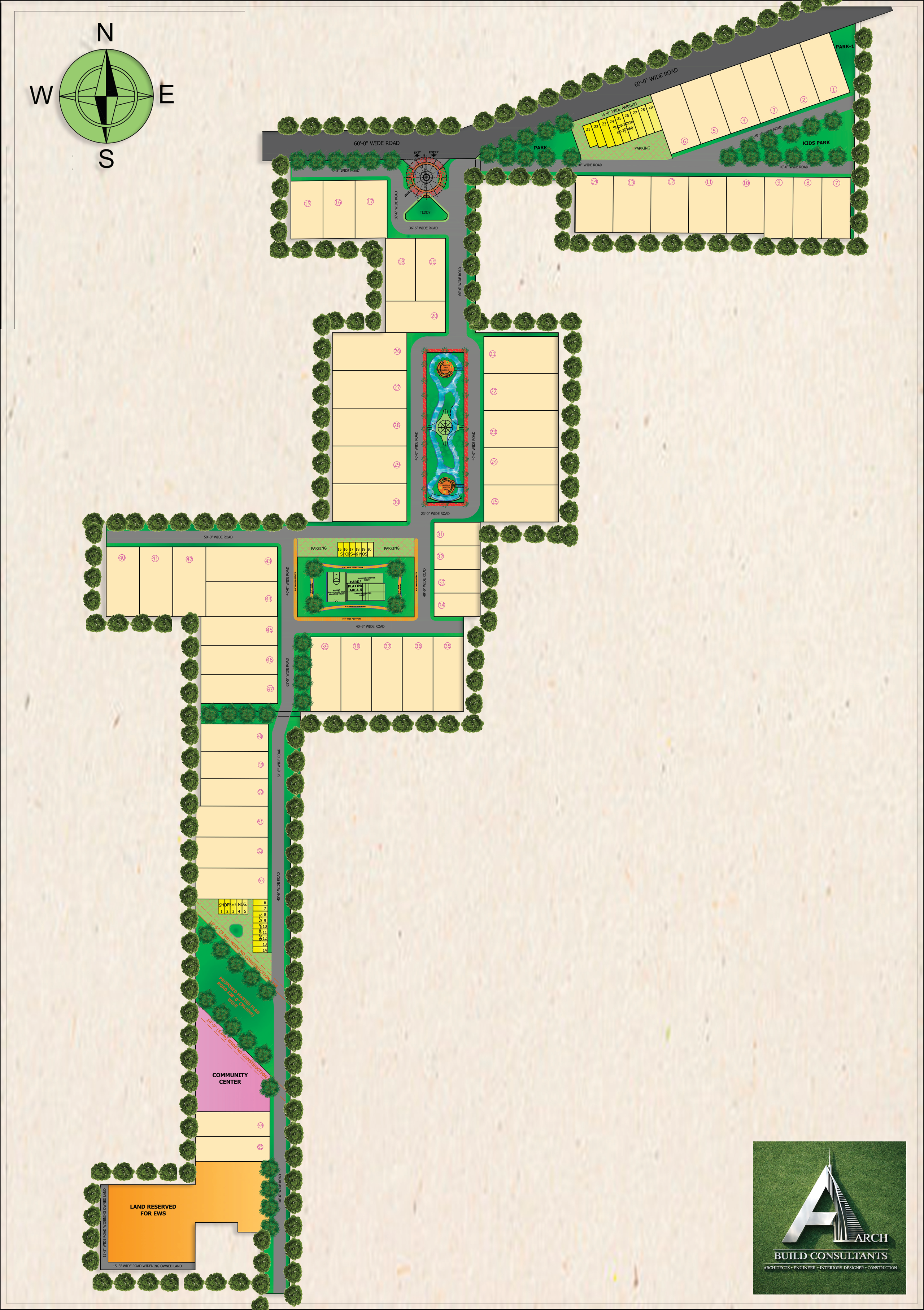 Irish Town original site layout from the supplied brochure